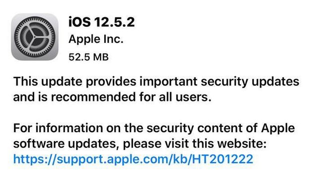 双鸭山苹果手机维修分享iOS12.5.2发布，建议所有老苹果用户安装 